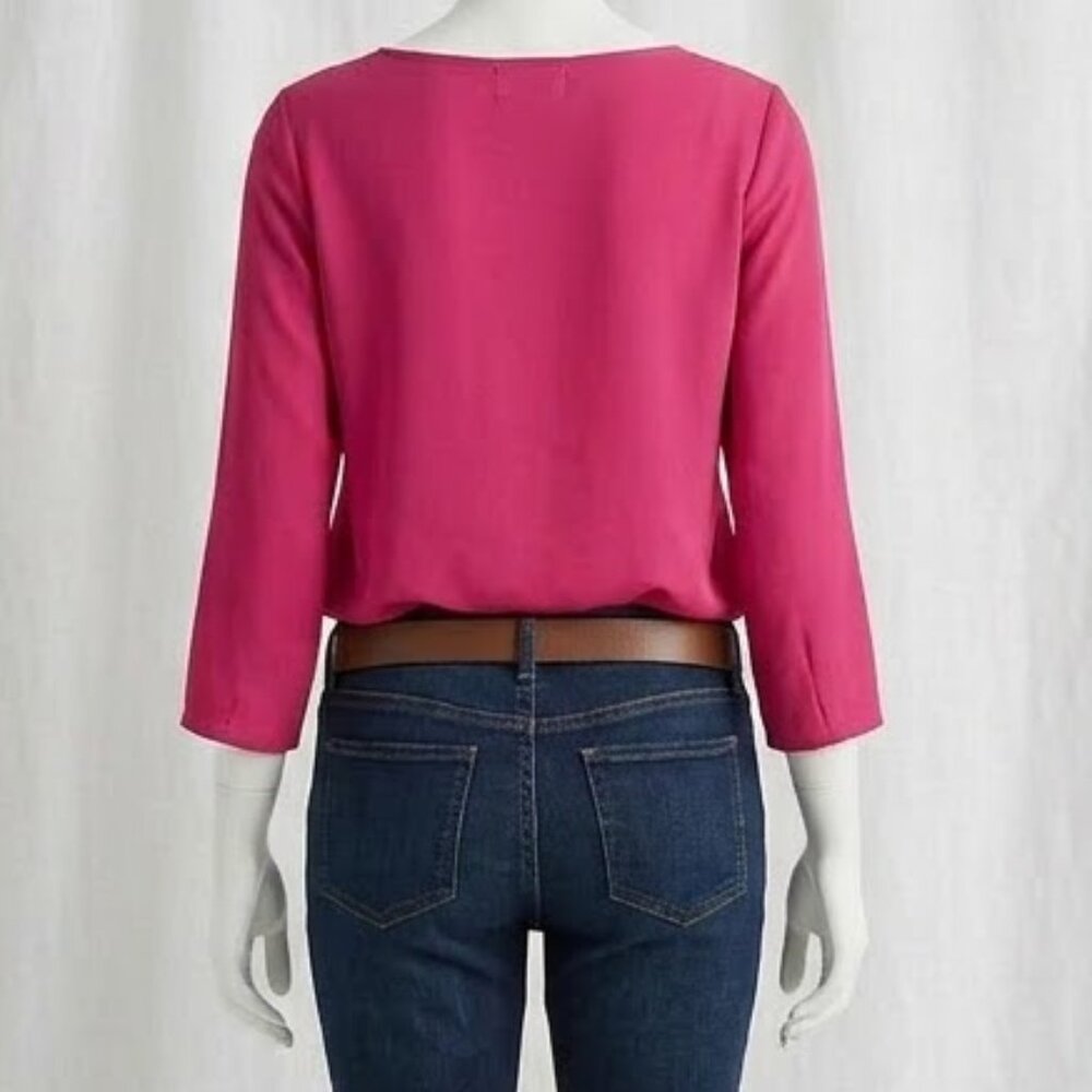 NWT Loft Pleated Magenta Workwear Blouse Women Size L - Picture 4 of 14